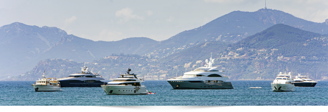 Sea bay marina with yachts boats Cannes